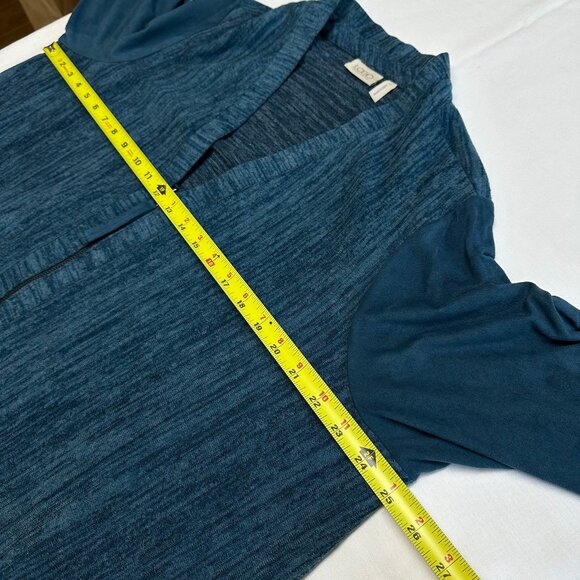 Logo Lori Goldstein Asymmetric Hem Zip Sweater Top Size 1X Lagenlook Blue Tunic - Picture 4 of 6